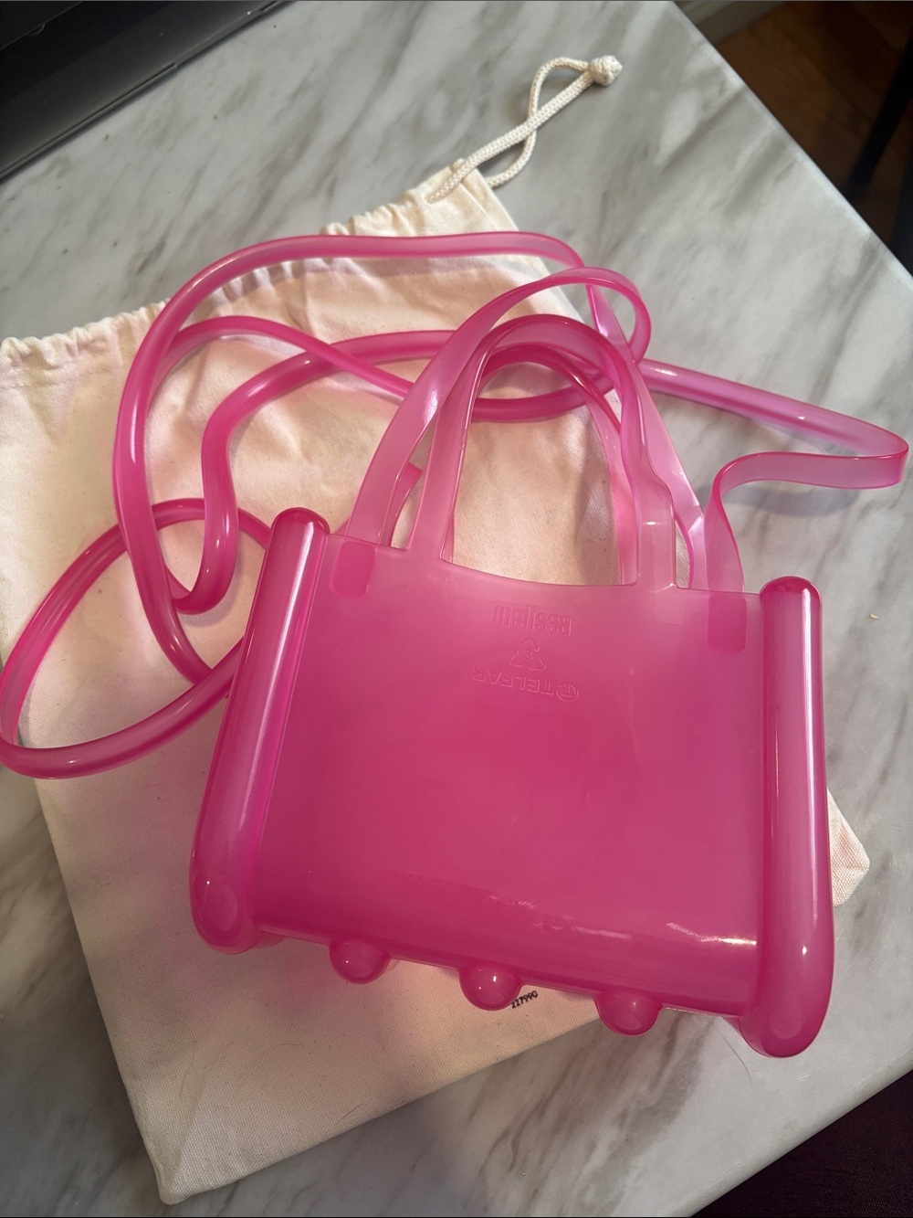 Tear x Melissa Hot Pink Jelly Crossbody Bag - Picture 3 of 5